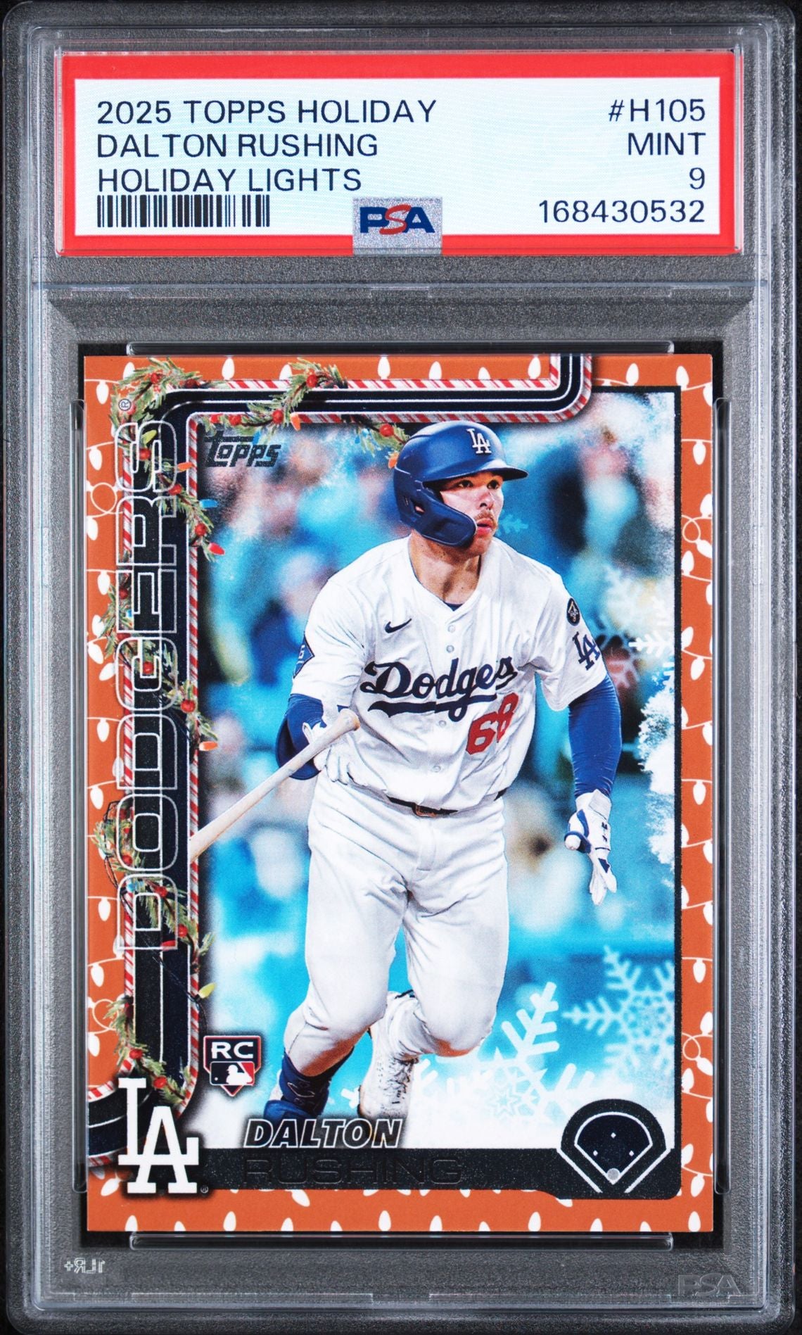2025 Topps Holiday Dalton Rushing PSA 9 slab
