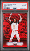 2025 Topps Stadium Club #175 James Wood Red parallel rookie graded PSA 8 slab
