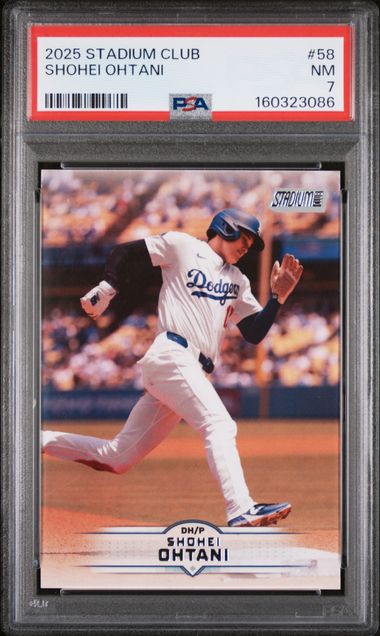 2025 Topps Stadium Club #58 Shohei Ohtani graded PSA 7 slab