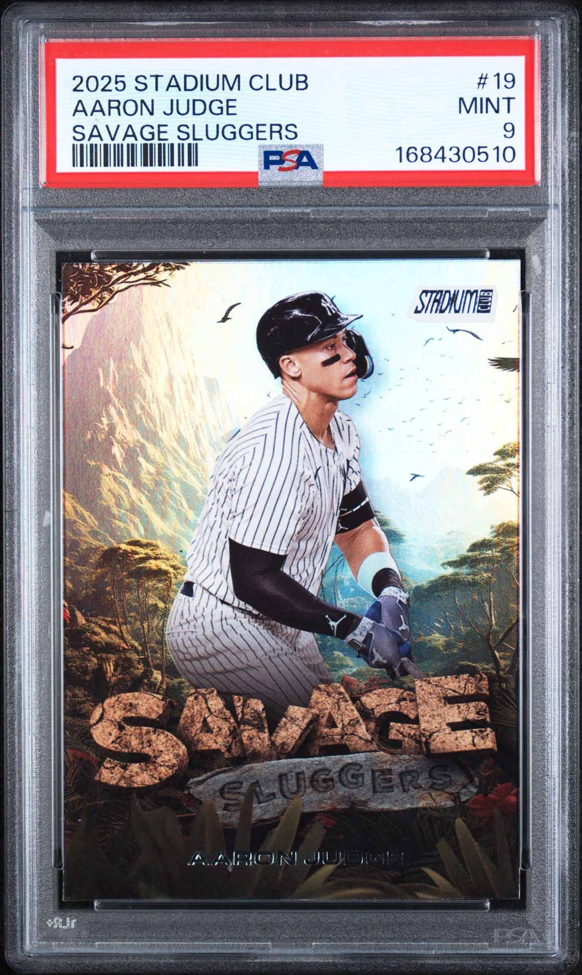 2025 Topps Stadium Club Savage Sluggers #19 Aaron Judge PSA MINT 9 slab