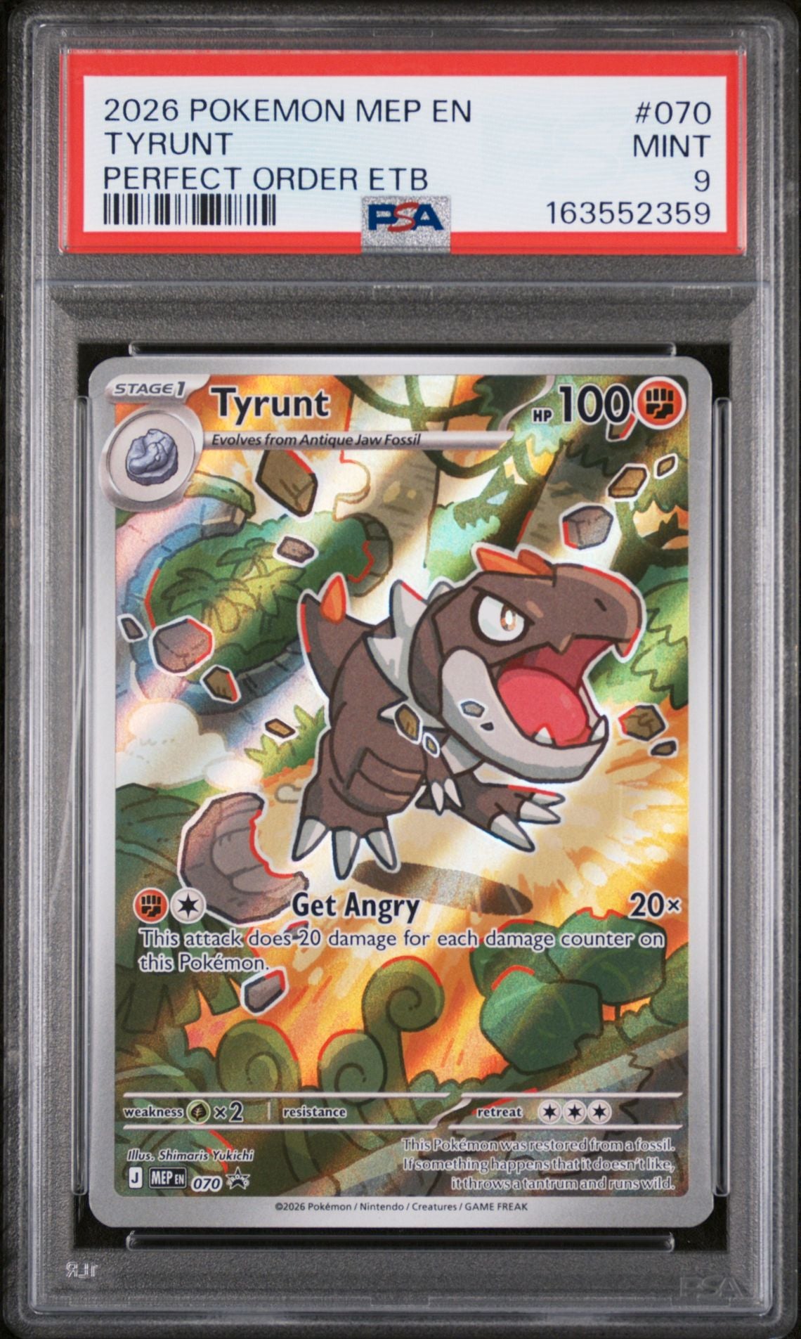 2026 Pokémon MEP EN #070 Tyrunt Perfect Order ETB Promo PSA 9