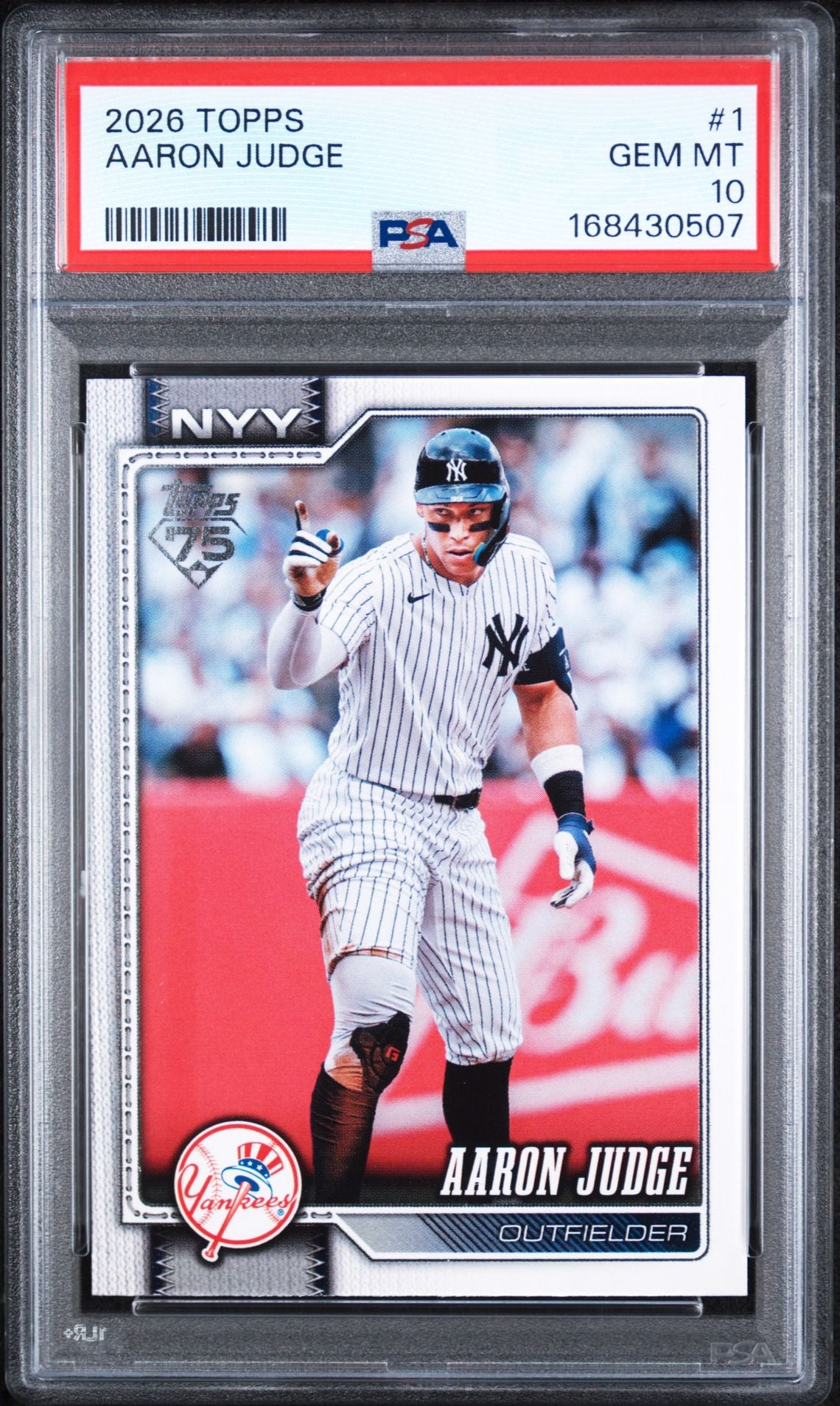 2026 Topps #1 Aaron Judge PSA GEM MT 10 slab cert 168430507