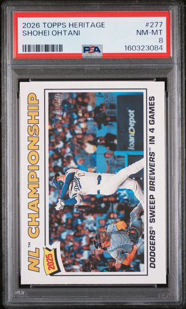 2026 Topps Heritage #277 Shohei Ohtani NL Championship graded PSA 8 slab