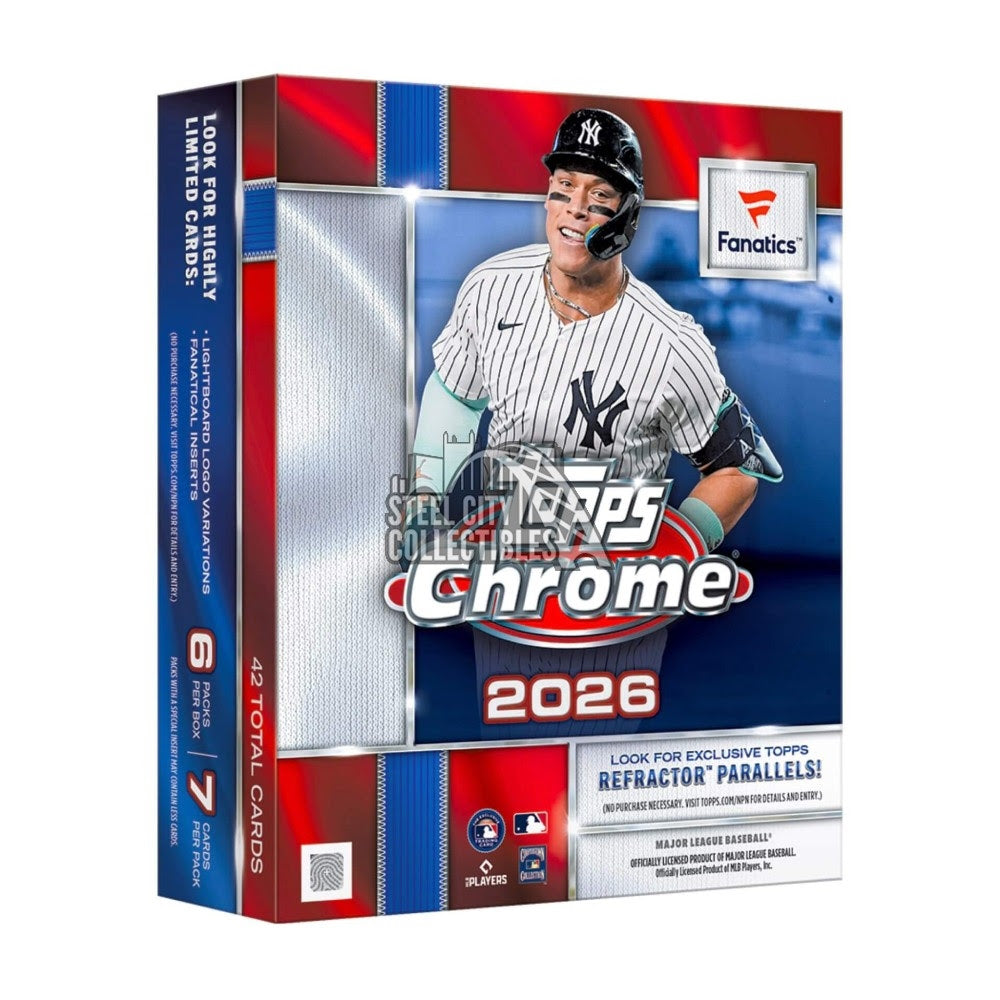 2026 Topps Chrome Baseball Fanatics Mega Box trading cards packaging