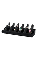Black Faux Leather 12-Finger Ring Display