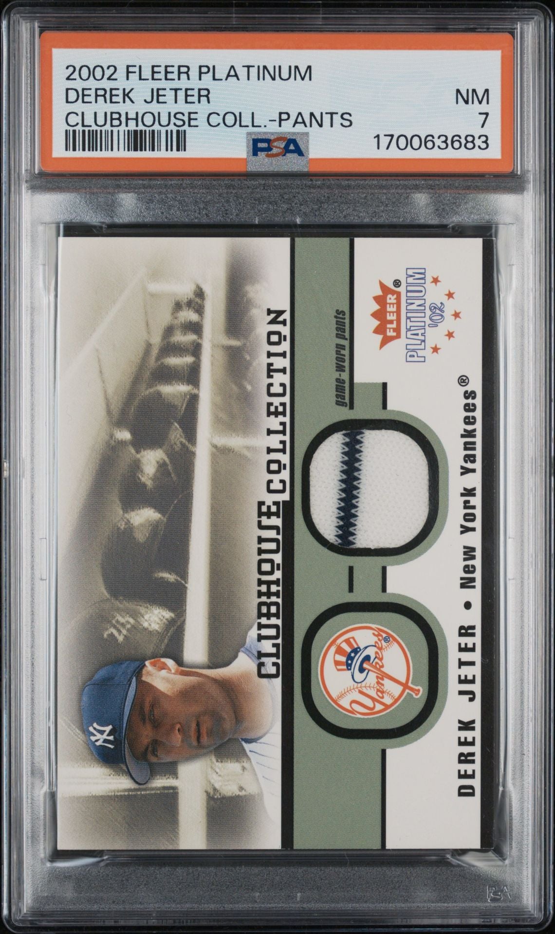Derek Jeter 2002 Fleer Platinum Pants PSA 7 cert 170063683