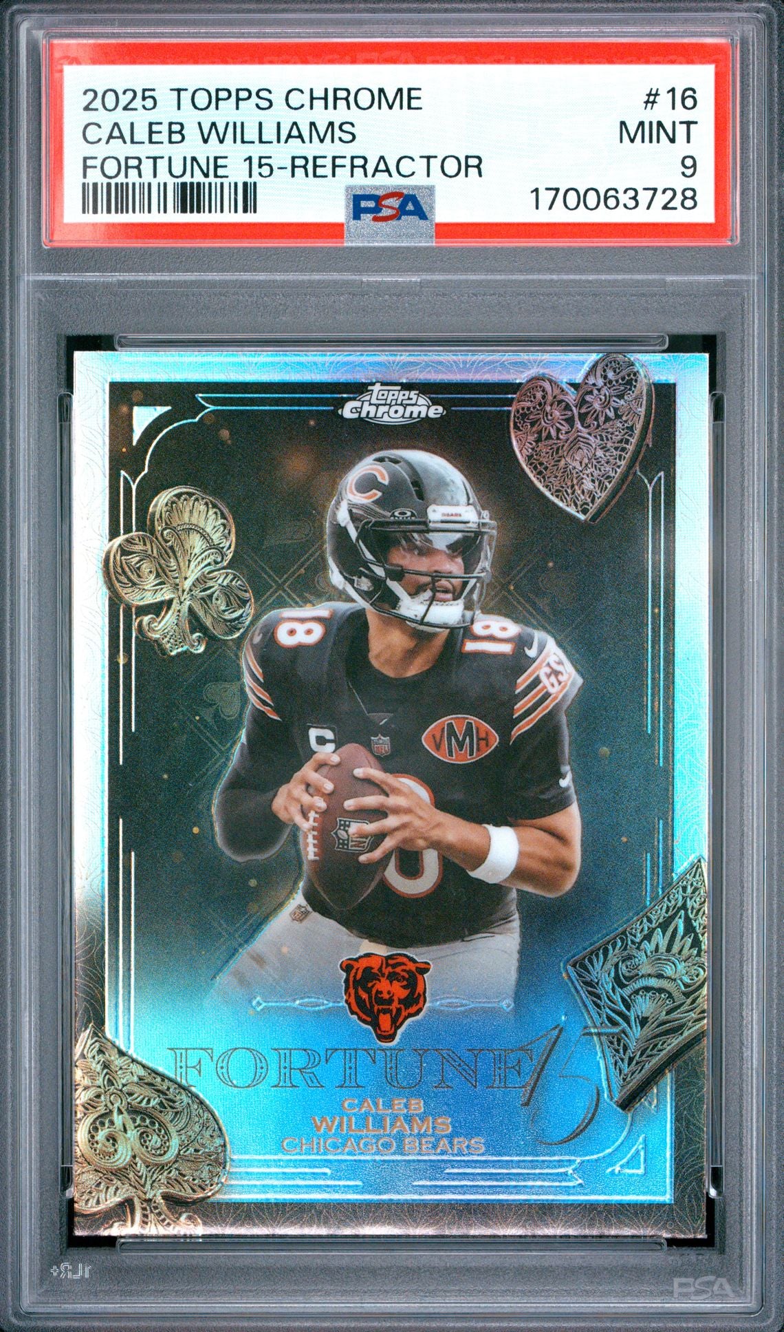 Caleb Williams Fortune 15 Refractor PSA 9 cert 170063728