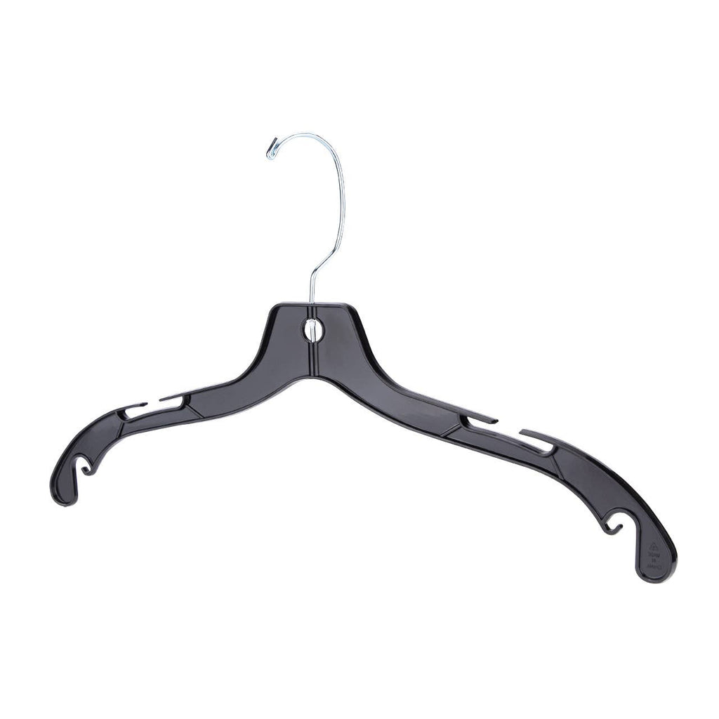 17" Economy Black Plastic Dress Hangers - Case of 20