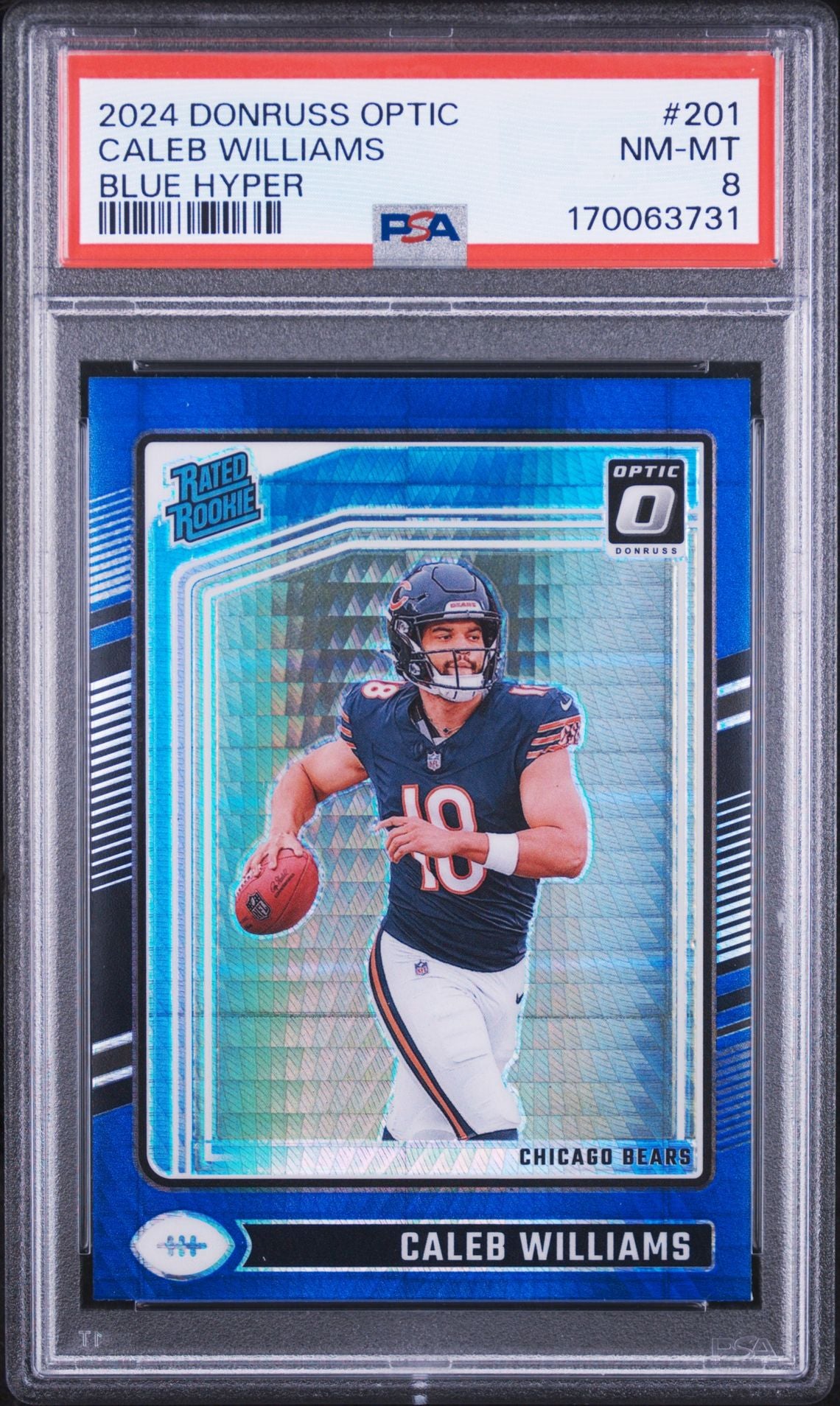 Caleb Williams Blue Hyper Rated Rookie PSA 8 cert 170063731