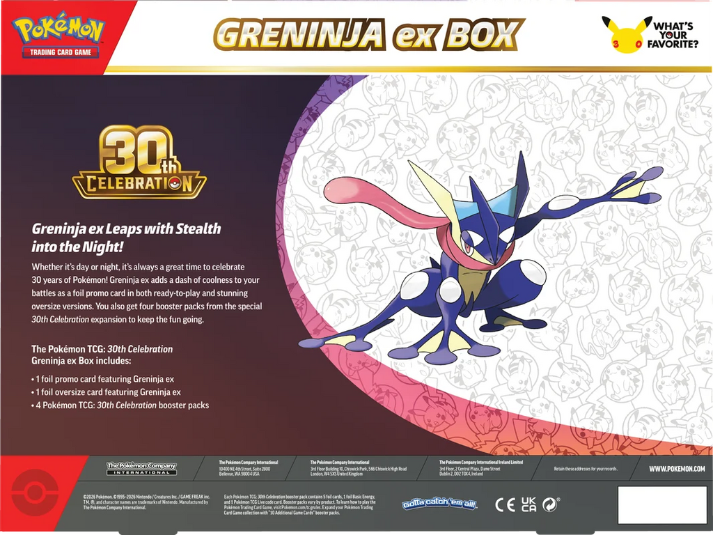 Pokemon TCG: 30th Celebration Greninja ex Box