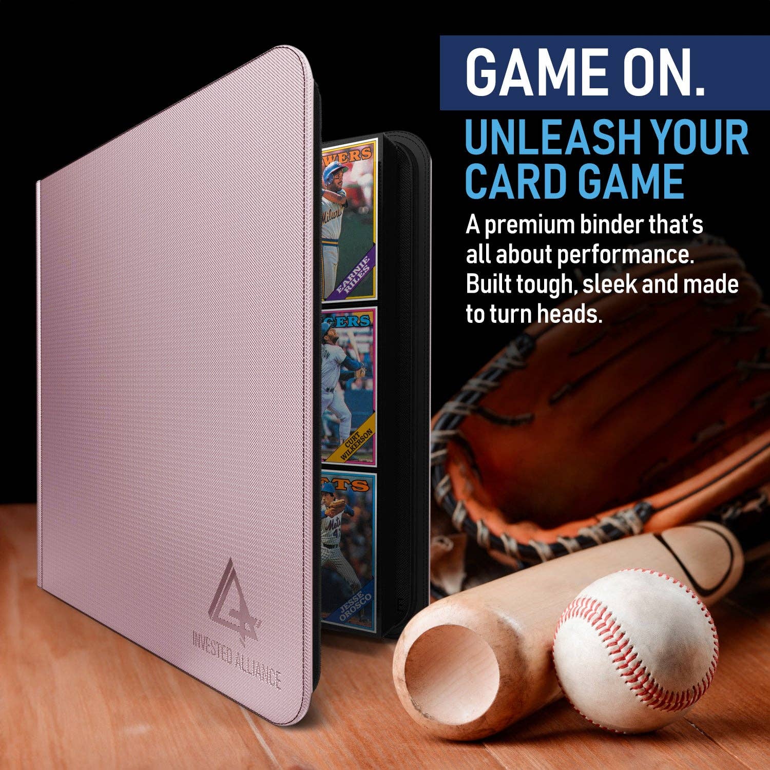 Premium TCG Card Binder 9 Pocket Pink | Zip Trading Card Album Binder