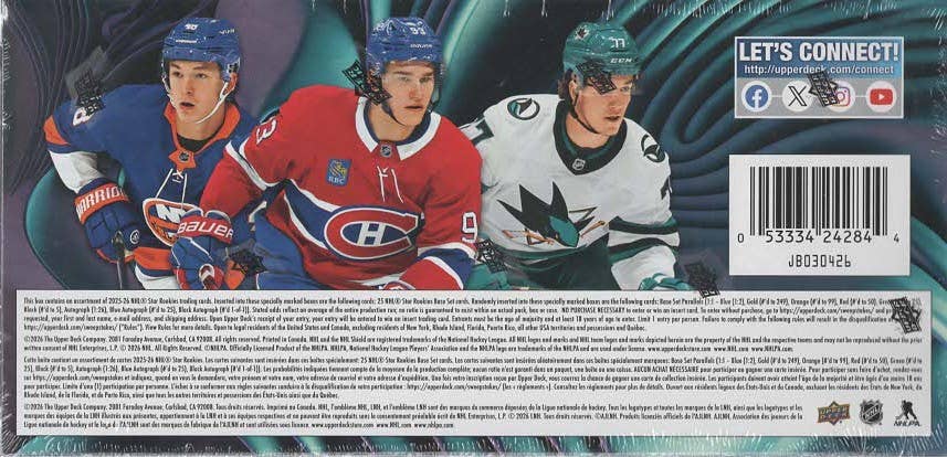 2025-26 Upper Deck NHL Star Rookies 26ct. Box Set