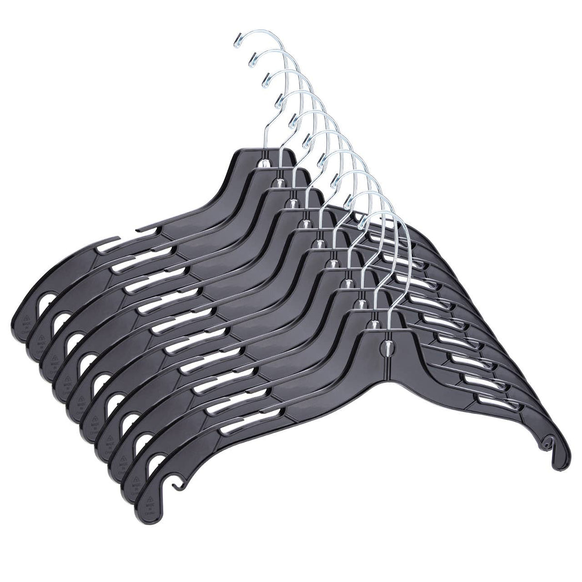 17" Economy Black Plastic Dress Hangers - Case of 20