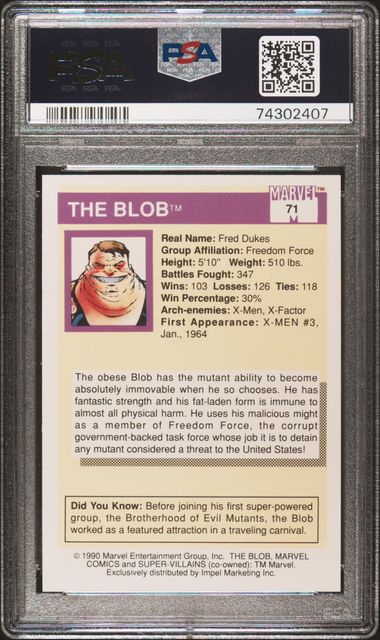 1990 Marvel Universe #71 Blob PSA 9 MINT