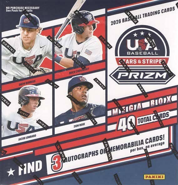2026 Panini USA Stars & Stripes Prizm Baseball 40ct. Mega Box