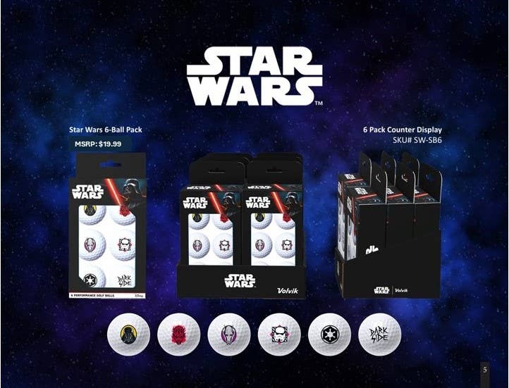 Star Wars Volvik Licensed 6 Golf Balls