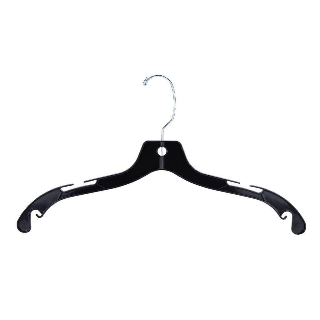 17" Economy Black Plastic Dress Hangers - Case of 20