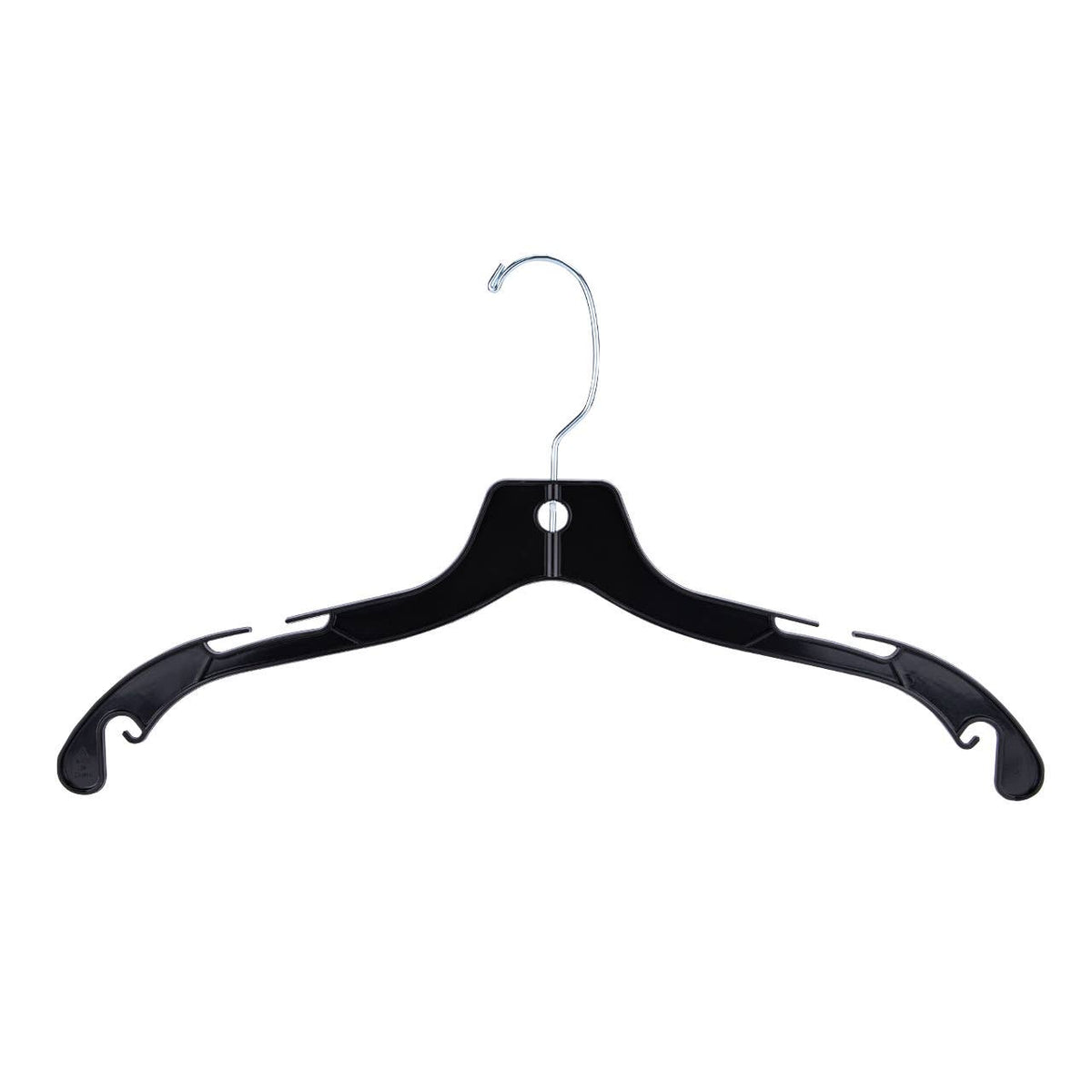 17" Economy Black Plastic Dress Hangers - Case of 20