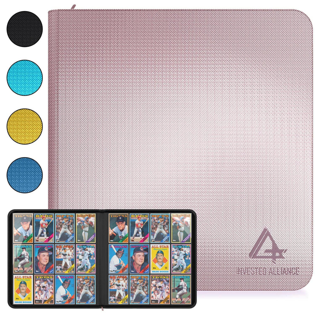 Premium TCG Card Binder 9 Pocket Pink | Zip Trading Card Album Binder