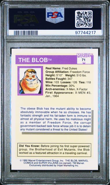 1990 Marvel Universe Blob #71 PSA 7