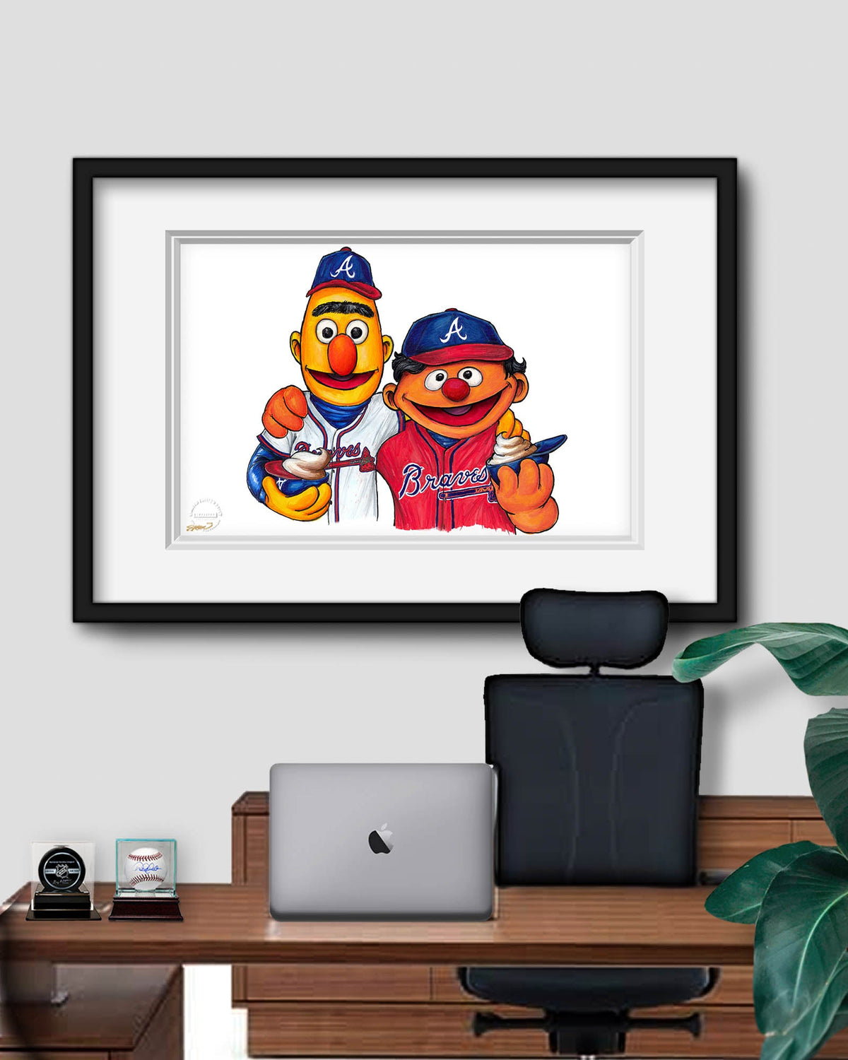 Bert and Ernie x MLB Braves Limited Edition Art Print