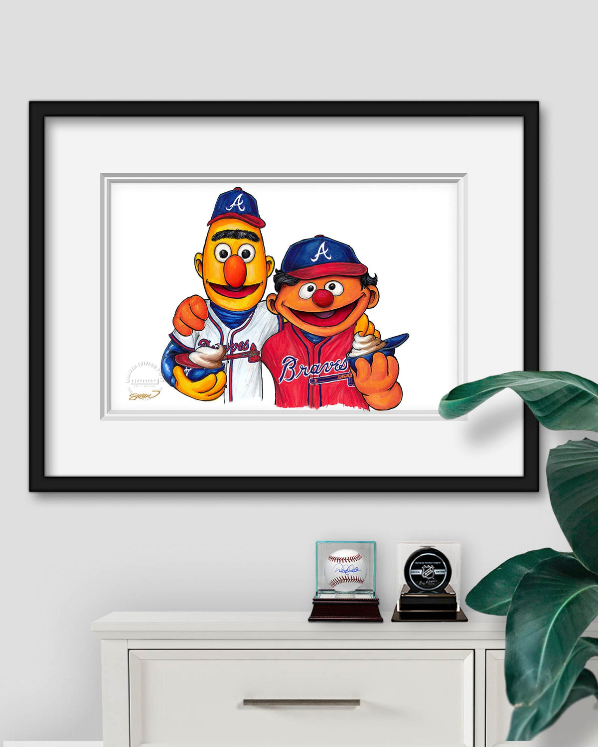 Bert and Ernie x MLB Braves Limited Edition Art Print
