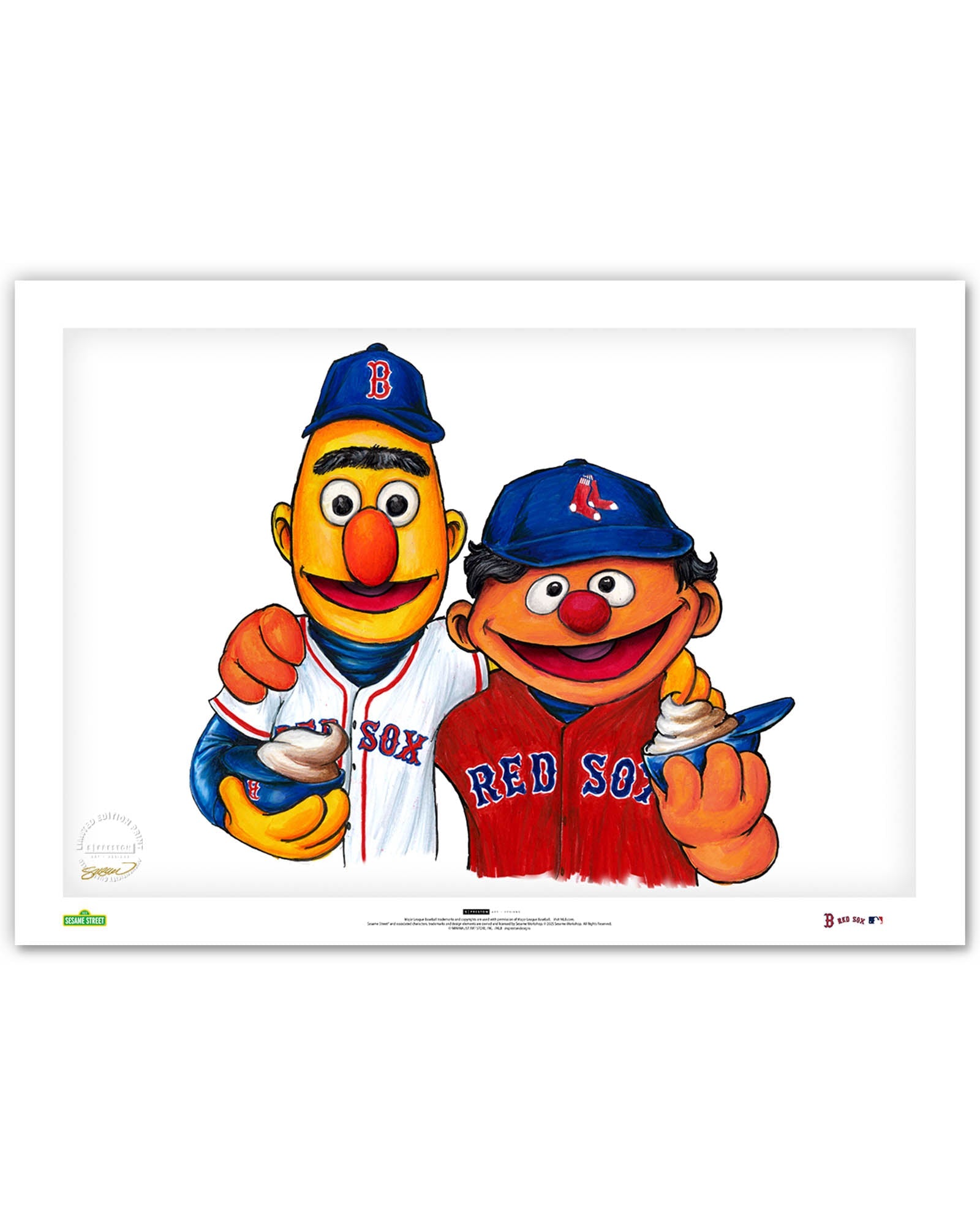 Bert and Ernie x MLB Red Sox Limited Edition Art Print