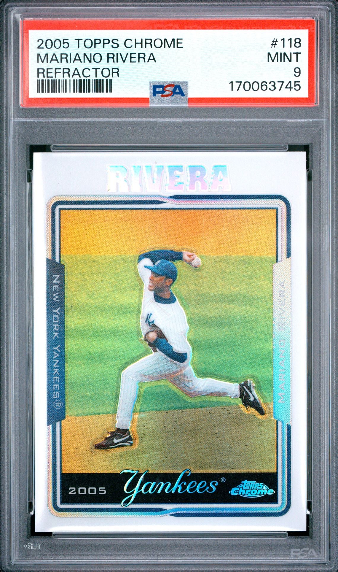 Mariano Rivera 2005 Topps Chrome Refractor 118 PSA 9 cert 170063745
