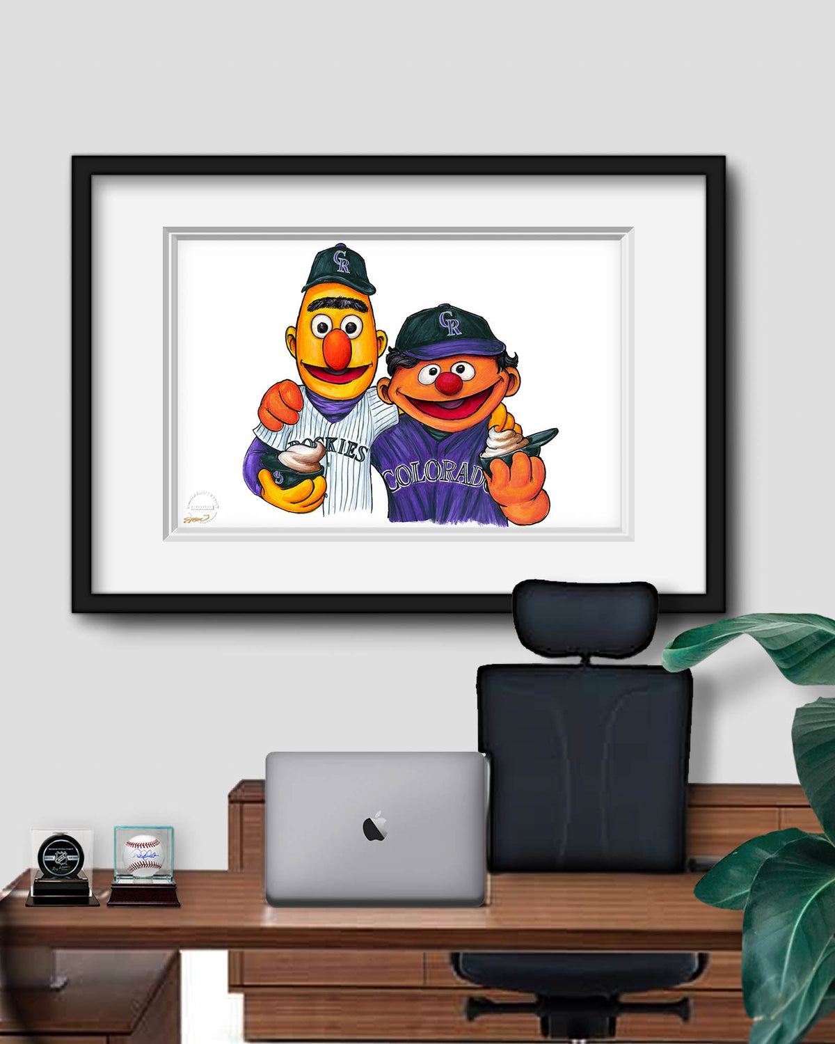 Bert and Ernie x MLB Rockies Limited Edition Art Print