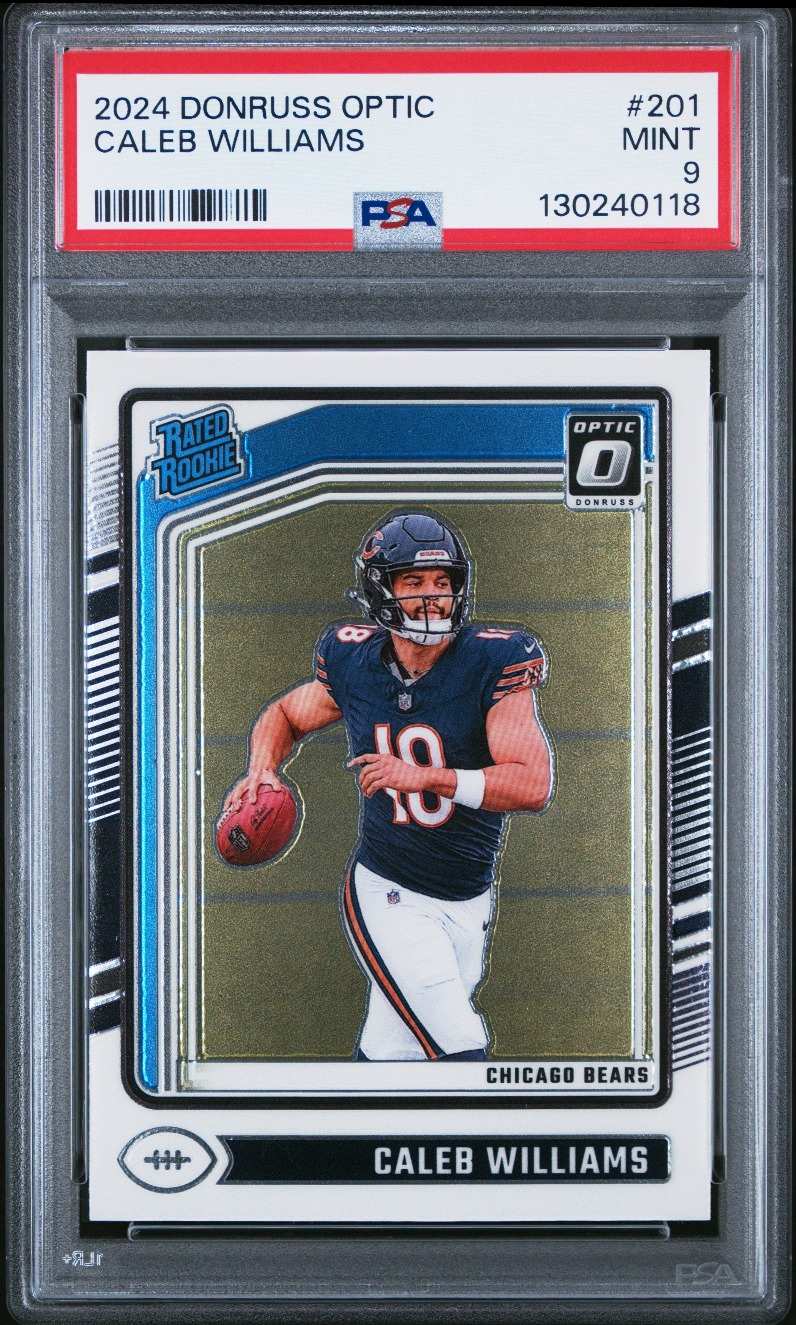 2024 Donruss Optic Caleb Williams #201 Rated Rookie PSA 9 MINT - Cert 130240118