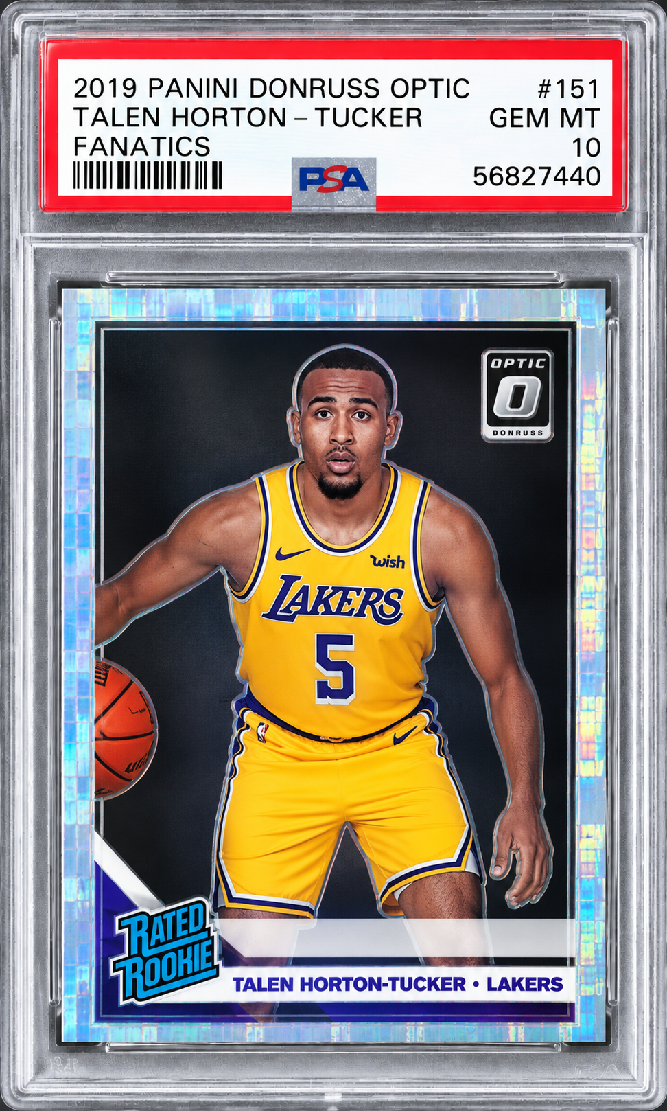 PSA GEM MT 10 Talen Horton-Tucker Fanatics Donruss Optic card, cert 56827440