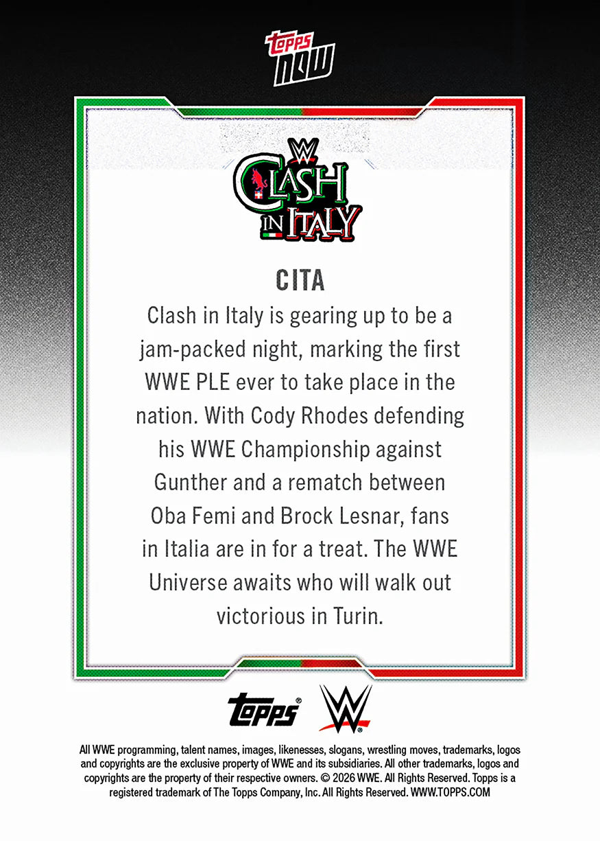 2026 Topps NOW WWE Clash in Italy - Cody Rhodes #CITA