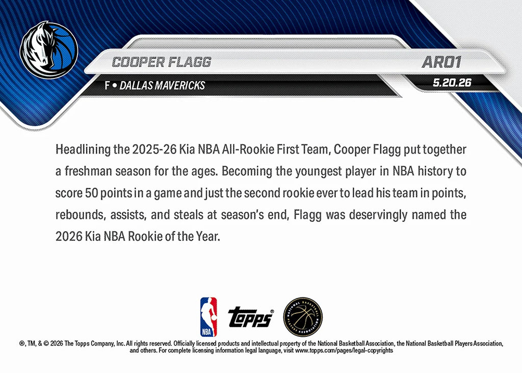 2025-26 Topps NOW NBA Cooper Flagg - All-Rookie 1st Team #AR01