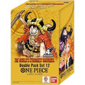 One Piece Card Game Double Pack Set 12 The World's Strongest Warriors gold box featuring Luffy