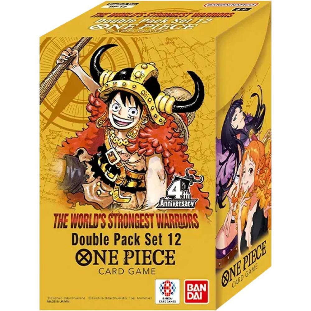 One Piece Card Game Double Pack Set 12 The World's Strongest Warriors gold box featuring Luffy