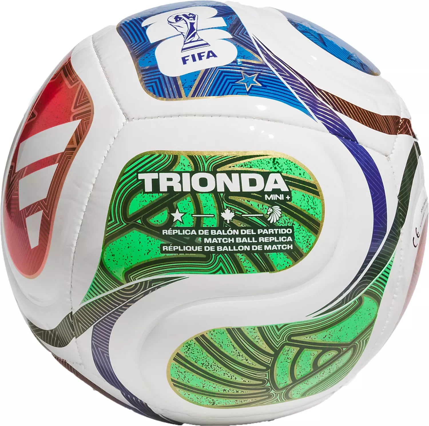 Adidas Trionda Mini+ FIFA World Cup 2026 premium match ball replica with holographic green panel