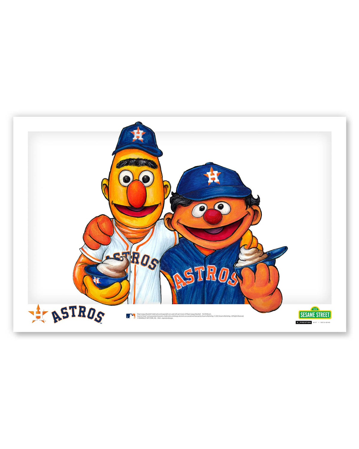 Bert and Ernie x MLB Astros Limited Edition Art Print