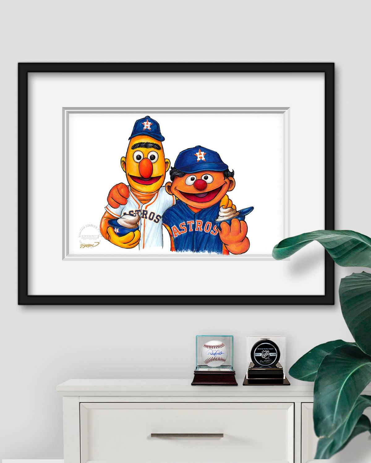 Bert and Ernie x MLB Astros Limited Edition Art Print