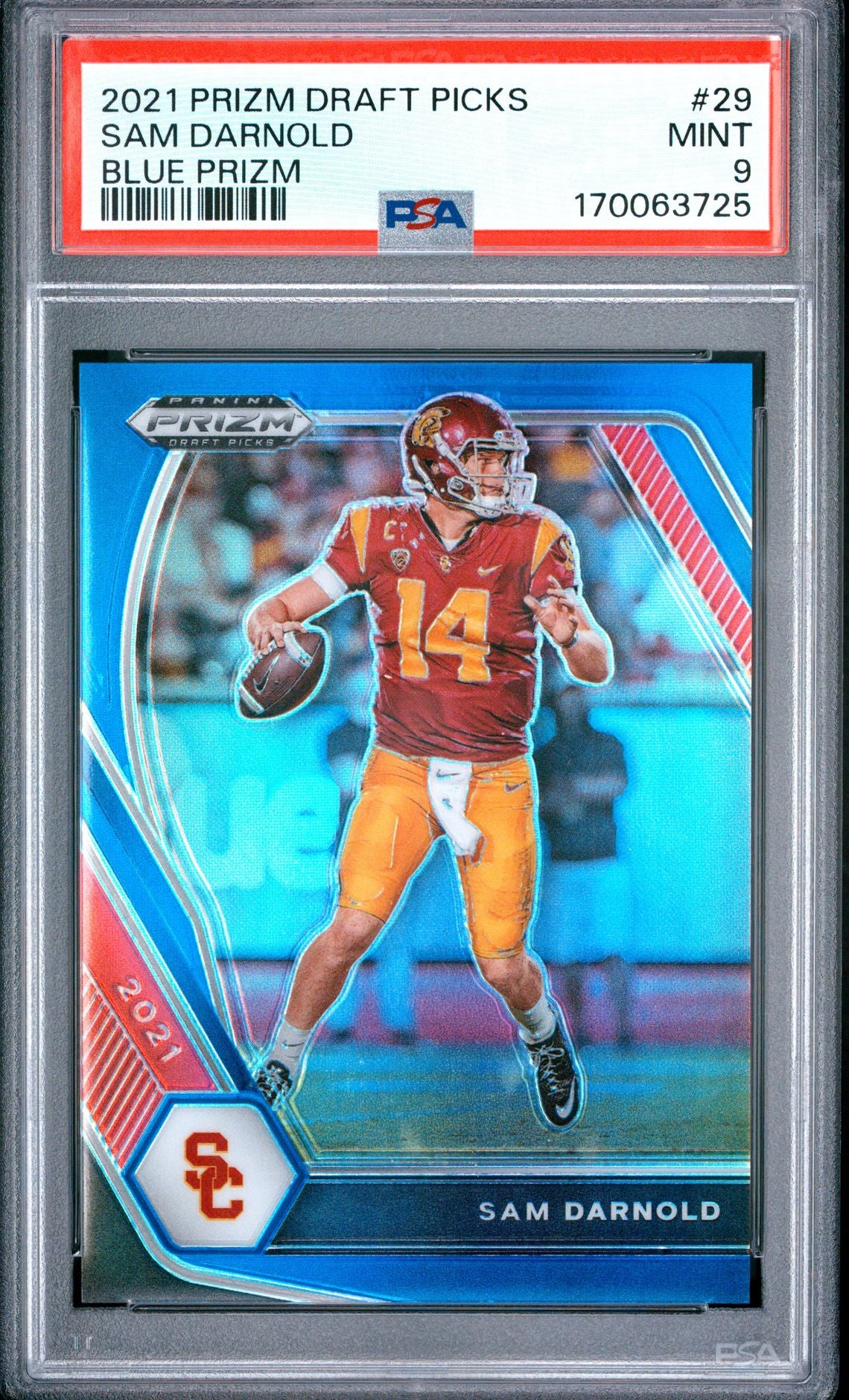 Sam Darnold Blue Prizm 29 USC PSA 9 cert 170063725