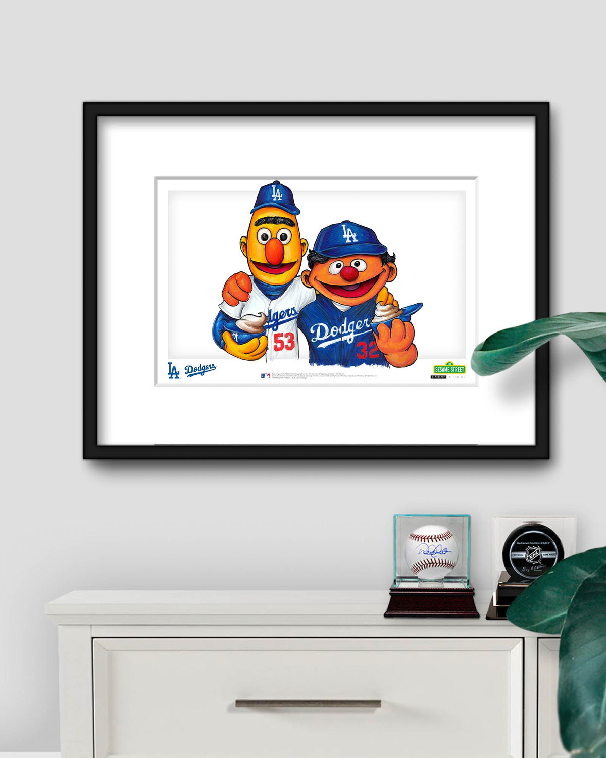 Bert and Ernie x MLB Dodgers Limited Edition Art Print