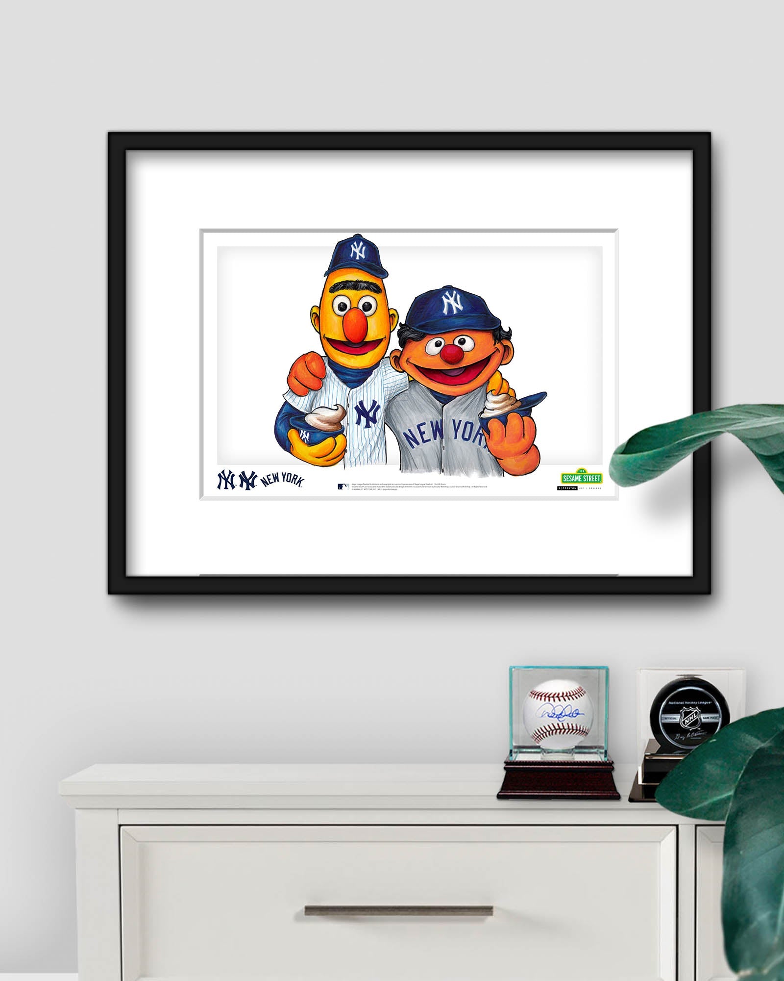 Bert and Ernie x MLB Yankees Limited Edition Art Print