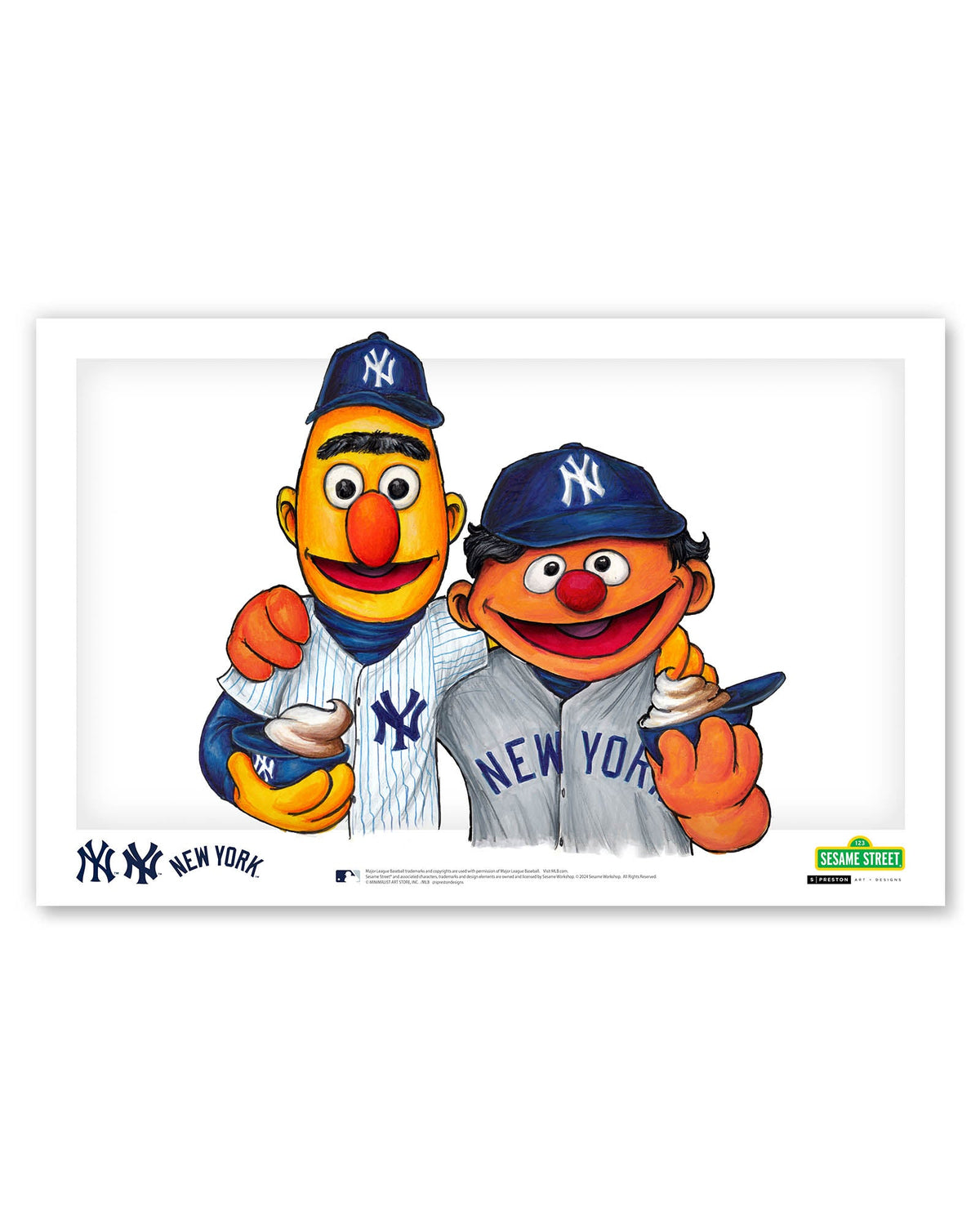 Bert and Ernie x MLB Yankees Limited Edition Art Print