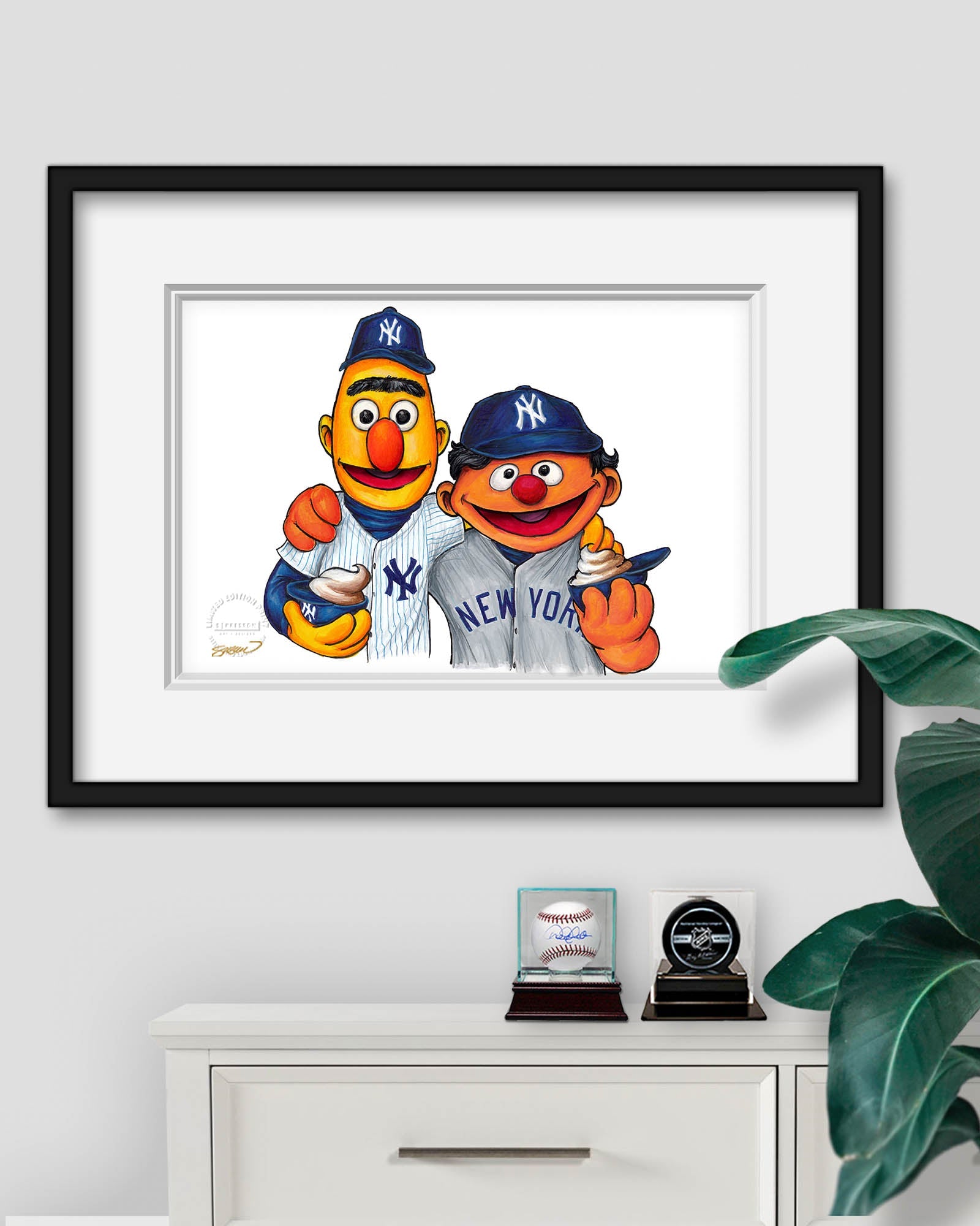 Bert and Ernie x MLB Yankees Limited Edition Art Print