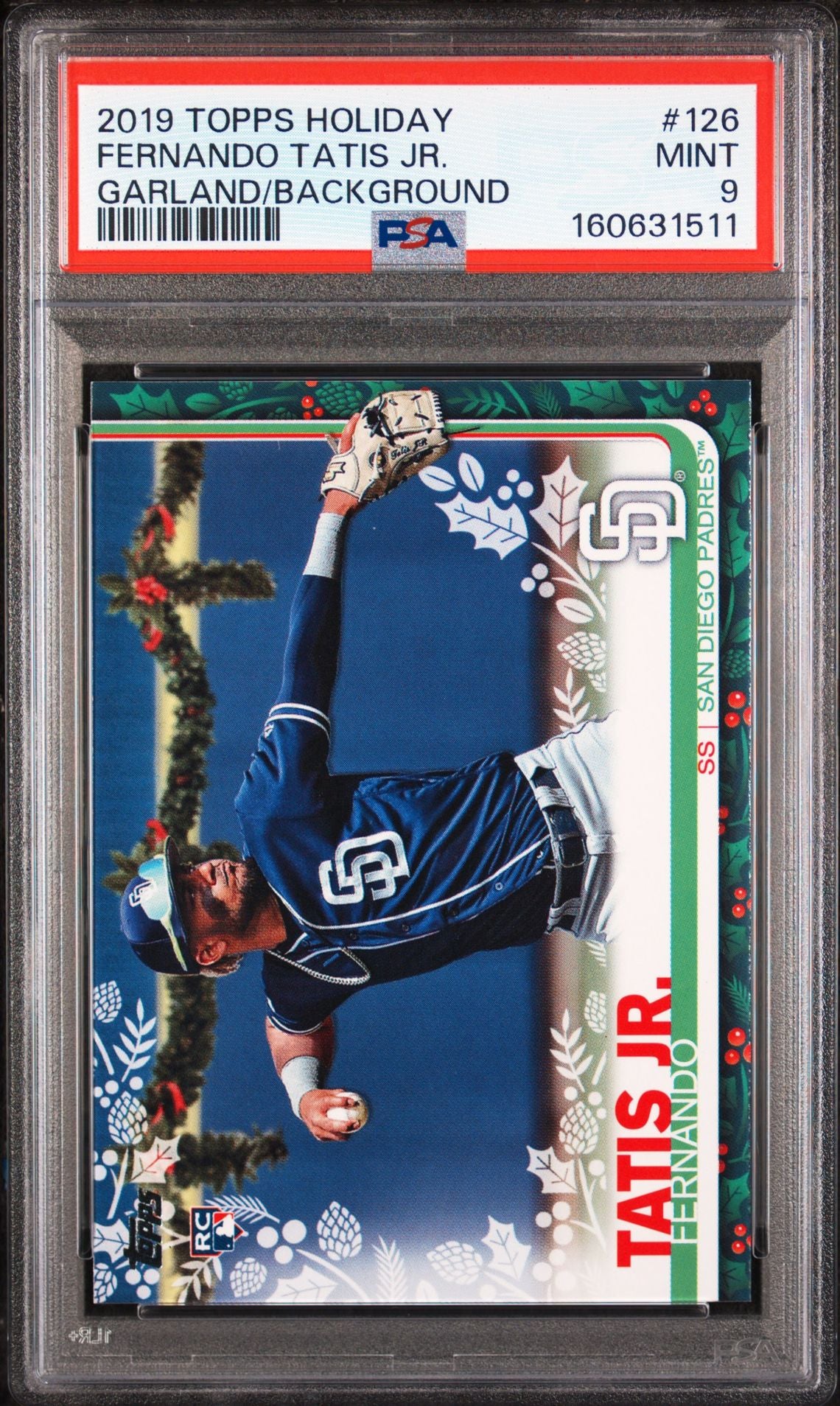 2019 Topps Holiday Fernando Tatis Jr. RC #126 Garland/Background PSA 9 MINT, certificate 160631511
