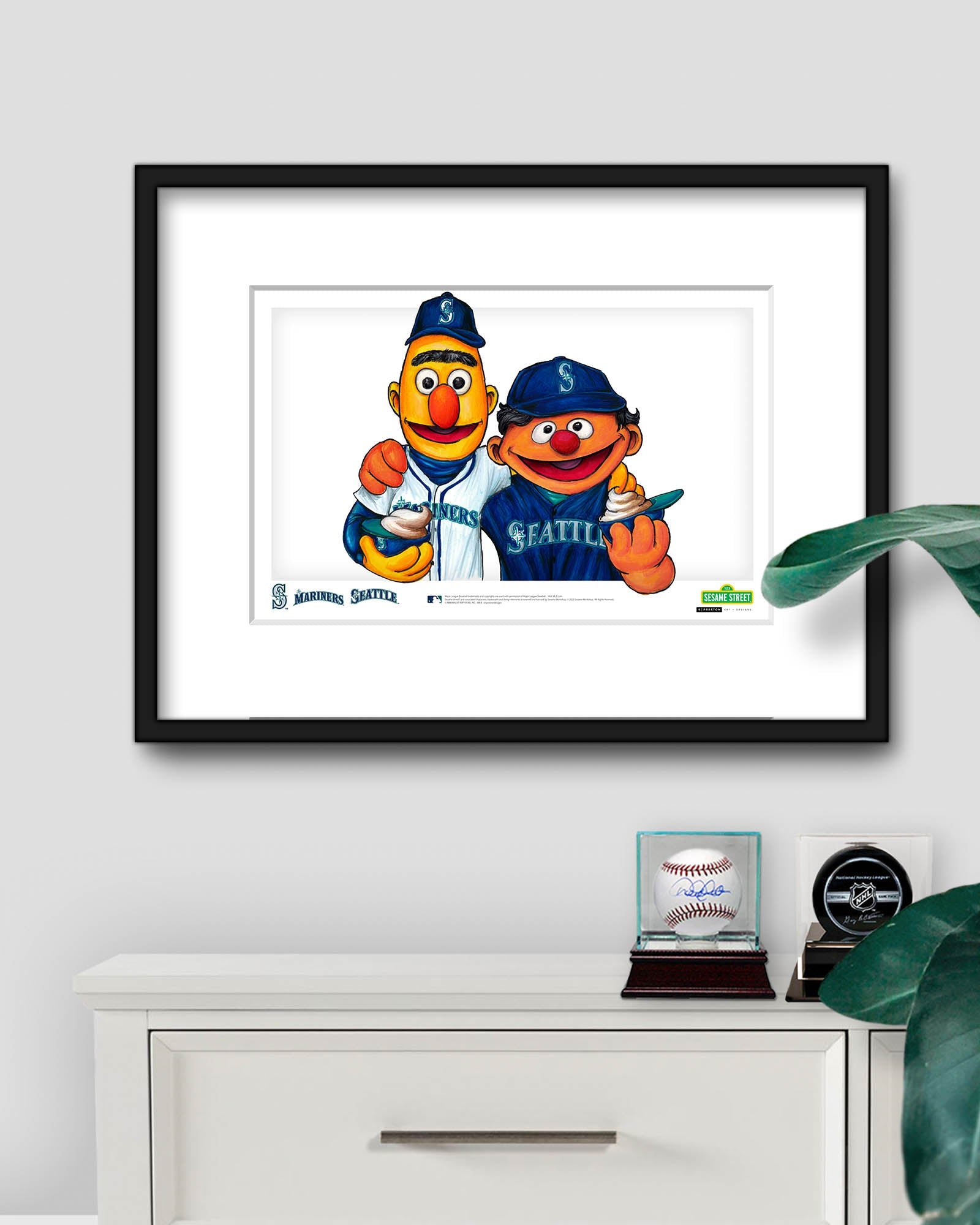 Bert and Ernie x MLB Mariners Limited Edition Art Print