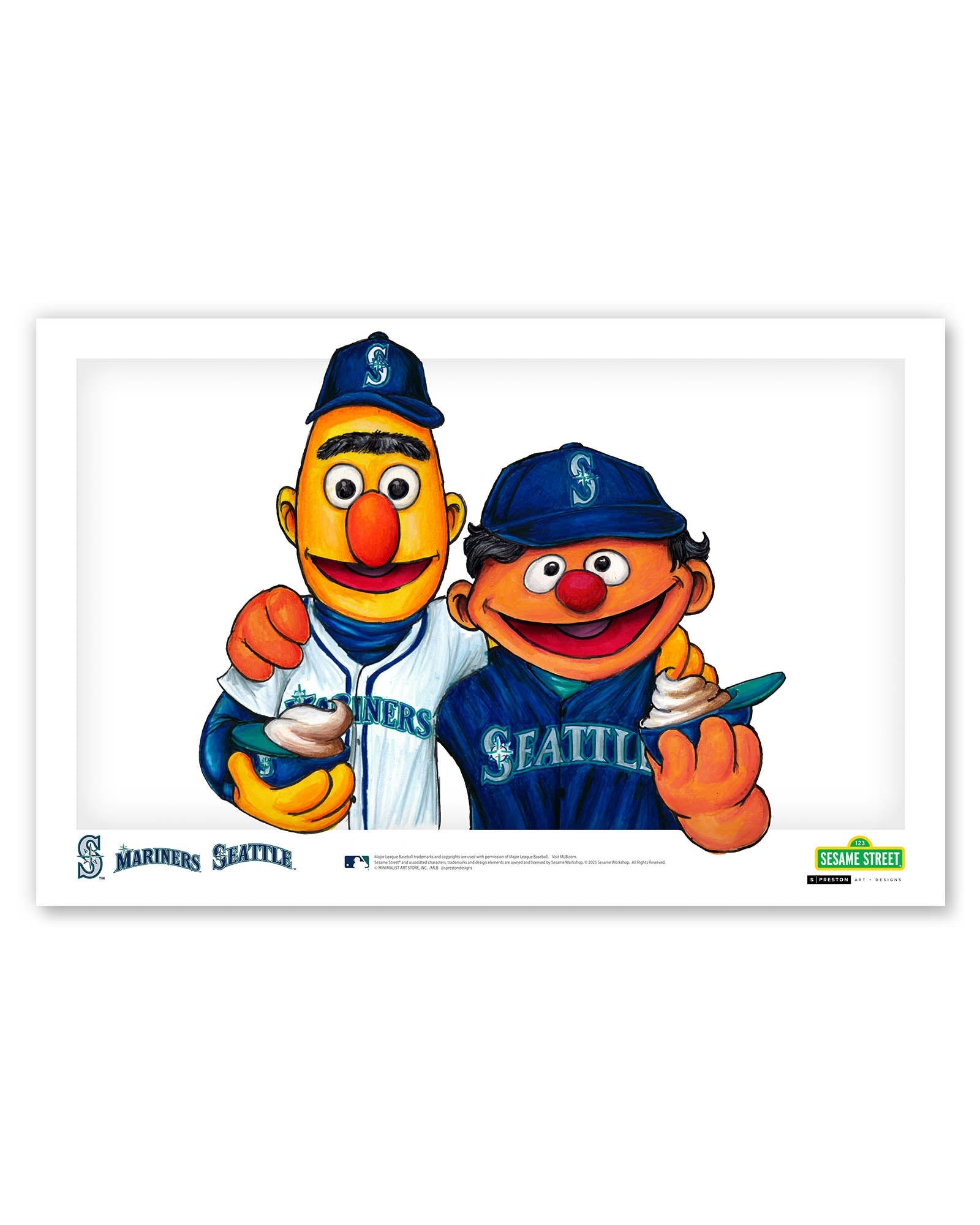 Bert and Ernie x MLB Mariners Limited Edition Art Print