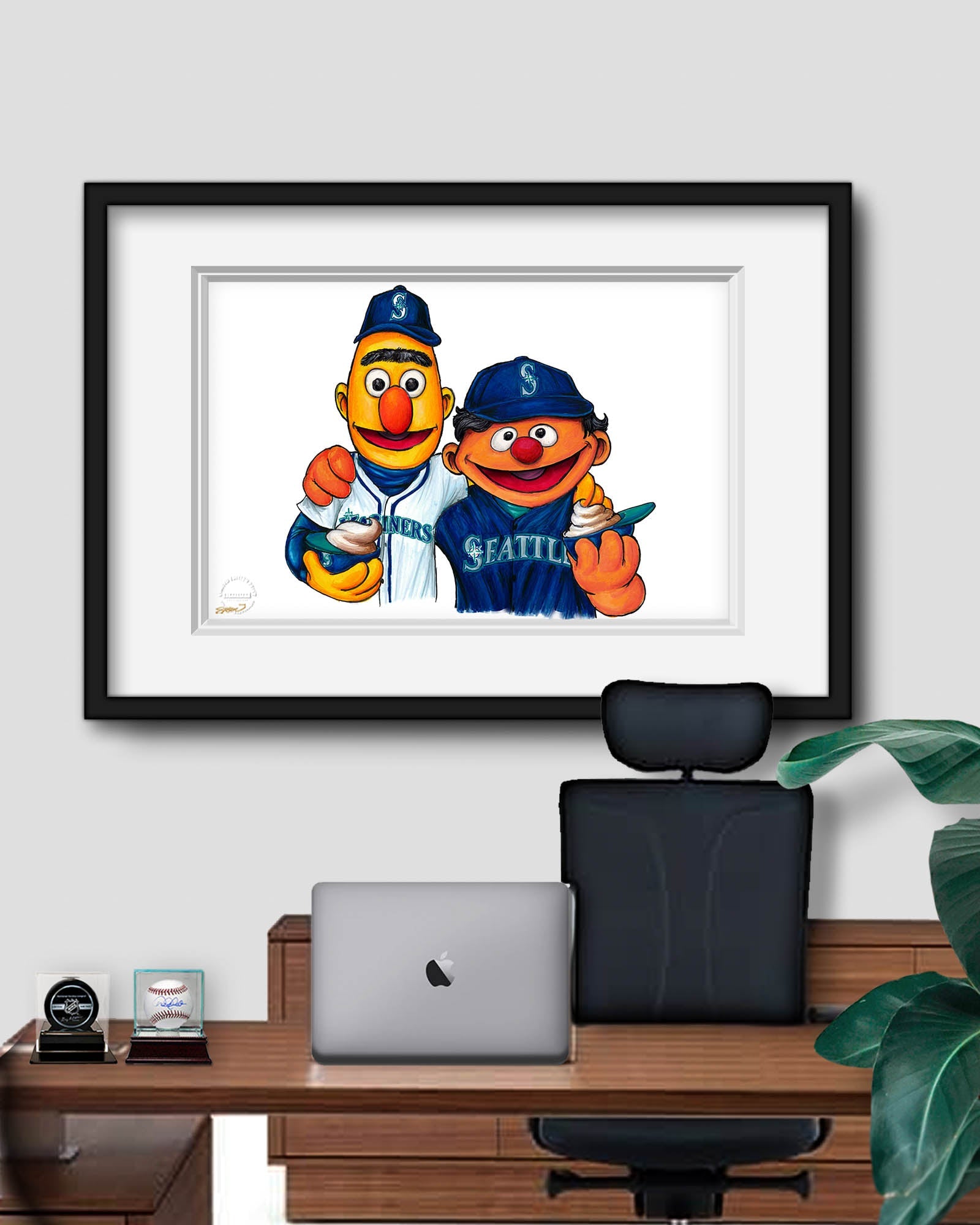 Bert and Ernie x MLB Mariners Limited Edition Art Print