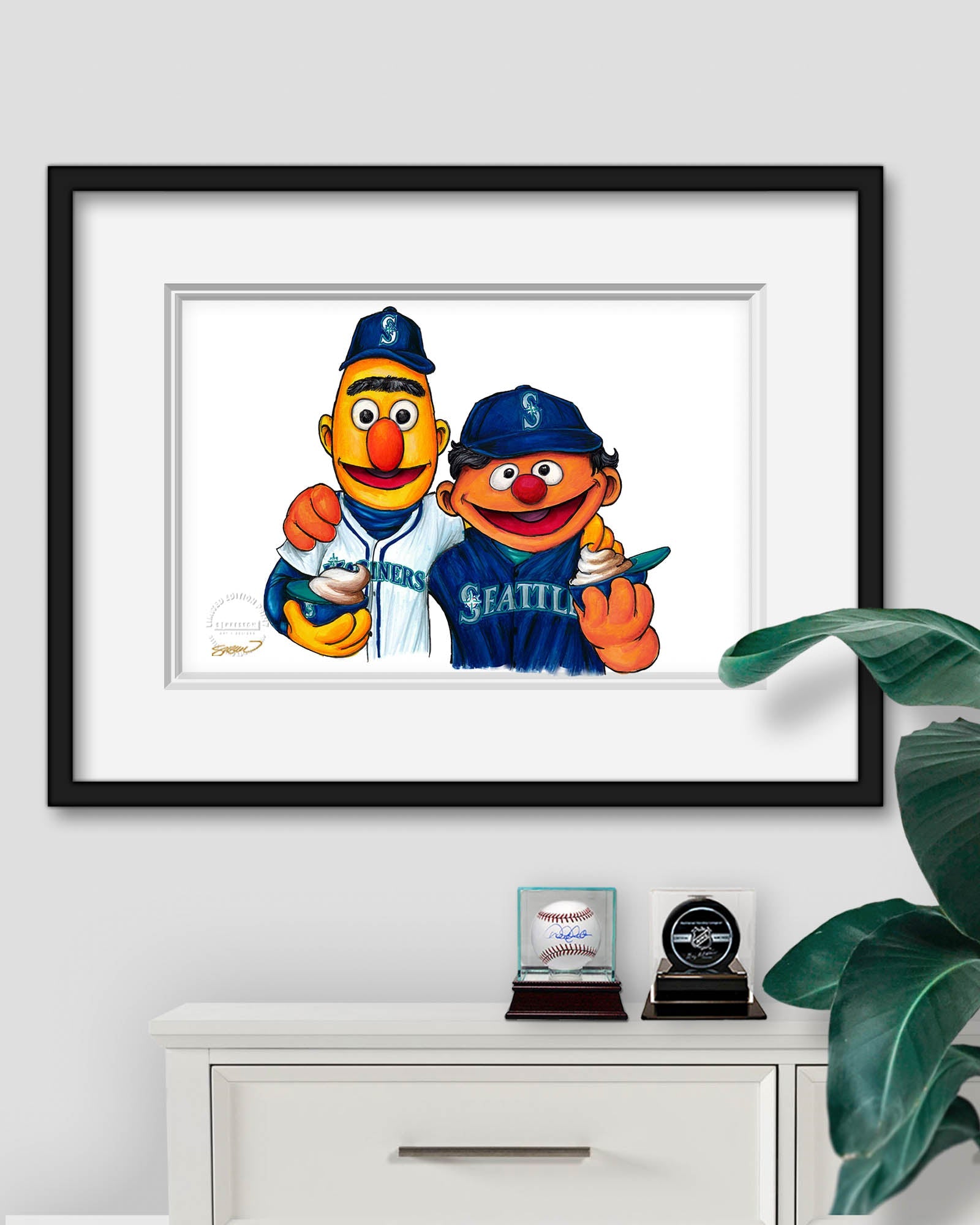 Bert and Ernie x MLB Mariners Limited Edition Art Print
