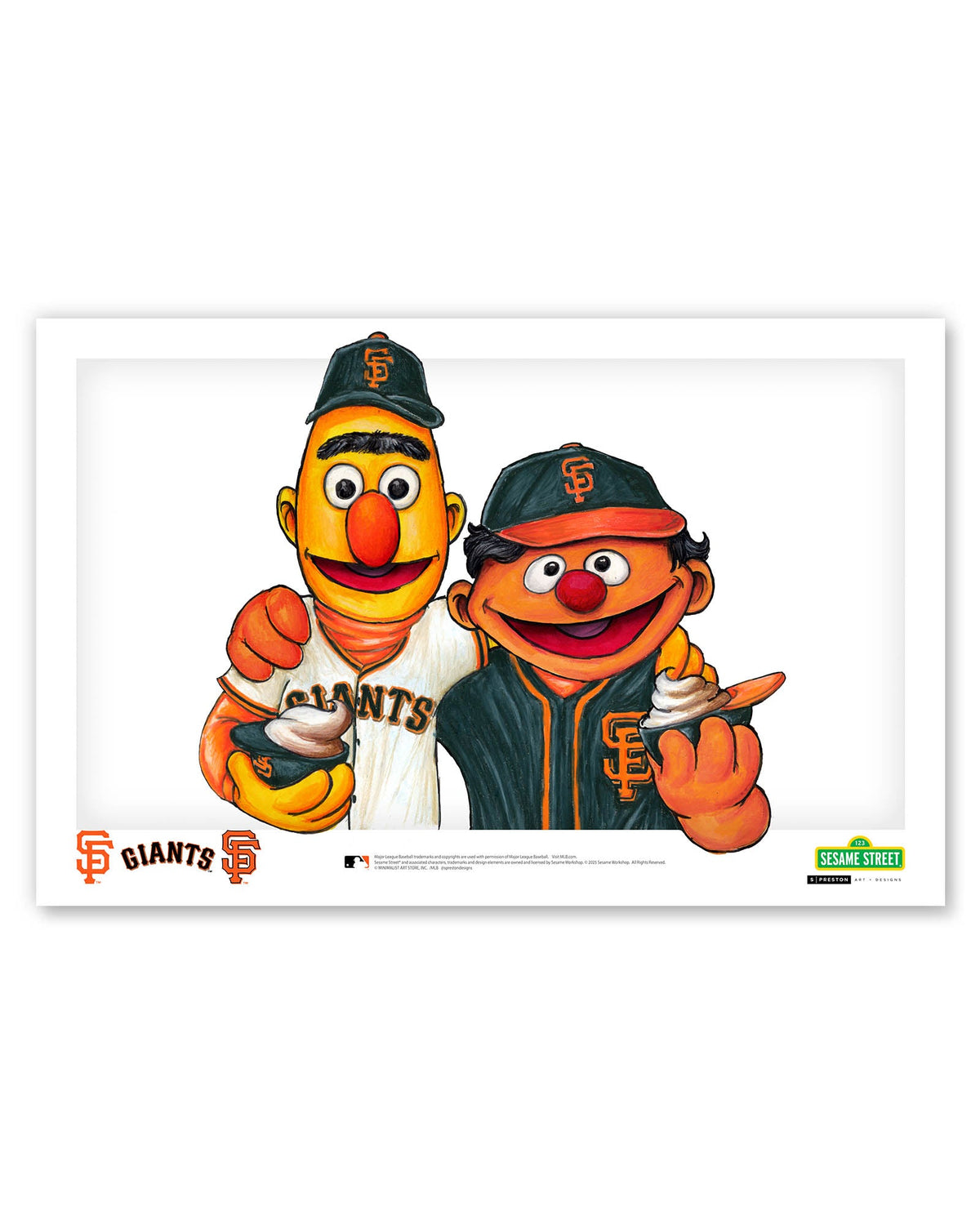 Bert and Ernie x MLB Giants Limited Edition Art Print