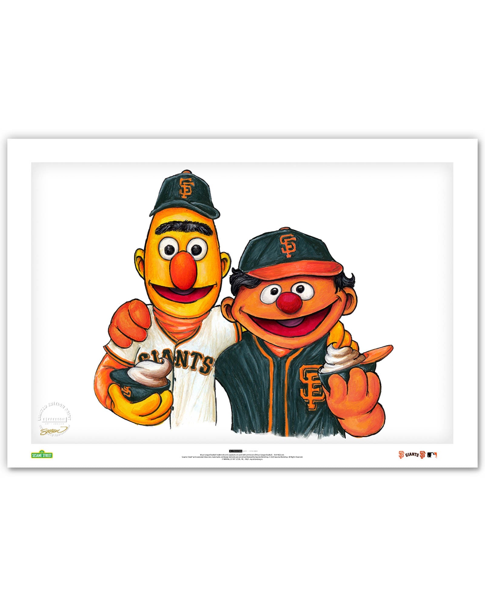 Bert and Ernie x MLB Giants Limited Edition Art Print